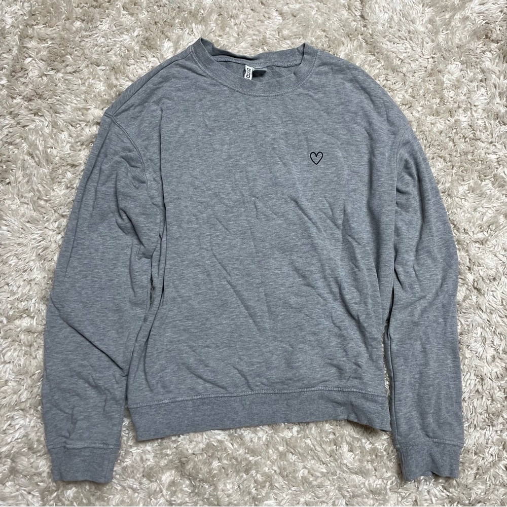 H&M, S, and Gray crewneck.